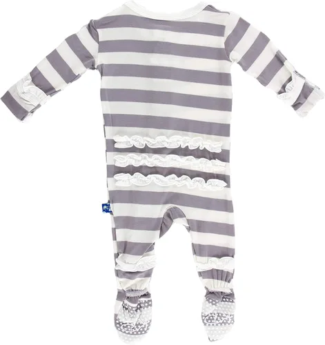 Vista 2 de KicKee Pants Essentials Print - Pijama clásico con volantes y broches, ropa de dormir suave, ropa de bebé de una pieza