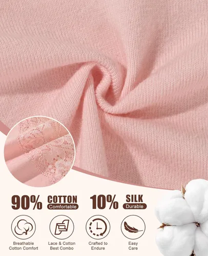 Vista 2 de Sunm Boutique Tangas de Encaje para Mujeres, Paquete de Ropa Interior de Algodón para Mujeres, Bragas Sexys de Talle Bajo con Espalda en T Atrevidas