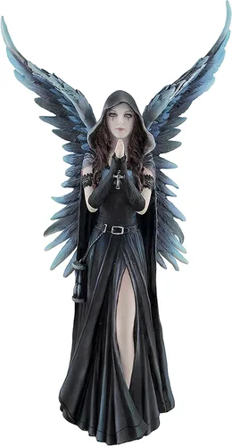 Vista 2 de Veronese Design Anne Stokes Harbinger Ángel de la Muerte Estatua 10 pulgadas. Alto, 6 pulgadas. Largo, 6 pulgadas. Resina ancha y negra fundida