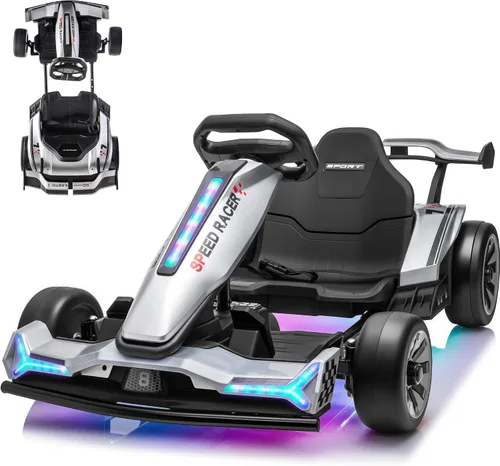 Vista 10 de Go Kart eléctrico de 24 V para niños, carrito de deriva, kart a la deriva Negro