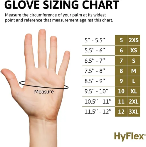 Vista 5 de Ansell HYFLEX 11-600 - Guantes industriales de nailon ligeros con revestimiento de palma para fabricación de metal, automotriz, talla grande (9)