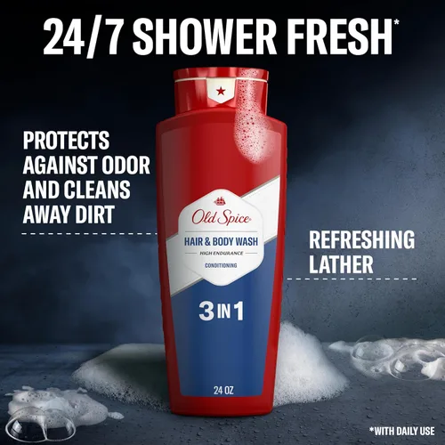 Vista 2 de Old Spice Refrescante acondicionador 2 en 1 para cabello y cuerpo para hombres, alta resistencia, 3X defensa, ducha fresca 24/7 con aroma duradero