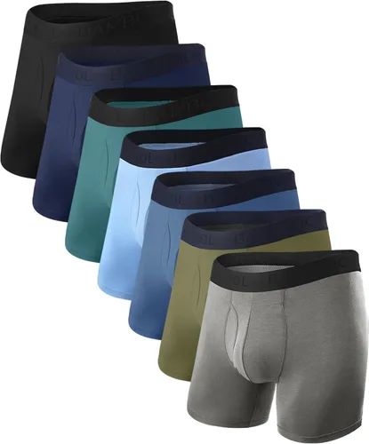 Vista 13 de BAMBOO COOL Calzoncillos tipo bóxer transpirables para hombre con bragueta que absorbe la humedad, ropa interior ligera, paquete de 7