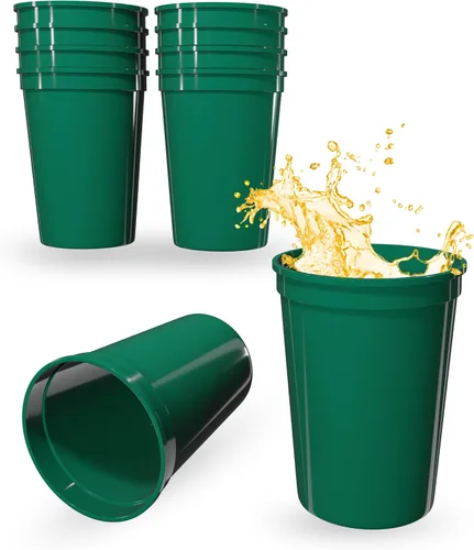 Vista 122 de PartyPrints Paquete de 100 vasos pequeños de plástico en blanco reutilizables de 10 a 12 onzas, vasos de estadio a granel, sin BPA, aptos