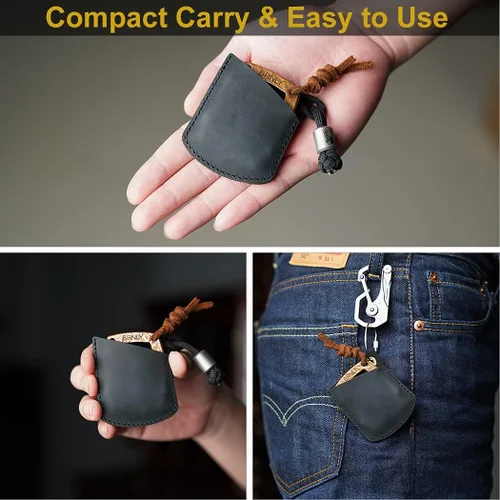 Vista 4 de VIPERADE PJ27 Funda de cuero para nudillos EDC, funda de monedas EDC para hombres, funda de cuero EDC para encendedor, llave de coche, mosquetón