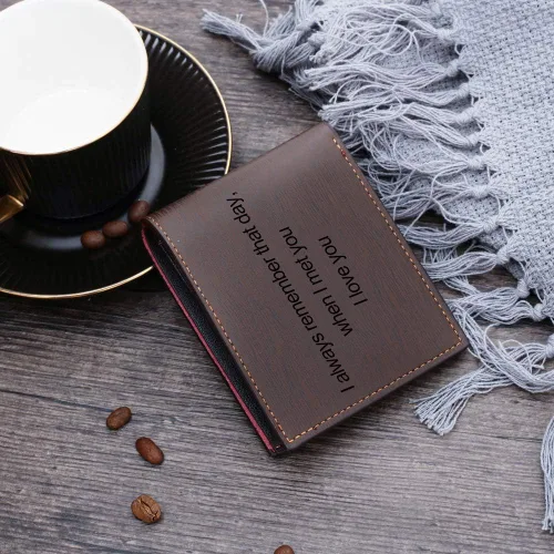 Vista 5 de Carteras personalizadas para hombres, cartera de fotos para novio y papá, cartera personalizada para padre, cartera con imagen grabada para hombres