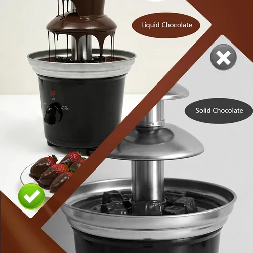 Vista 3 de Máquina de fuente de chocolate de 3 niveles con plato de fruta, fuente de fondue de chocolate para fiestas, entretenimiento en el hogar, diseño