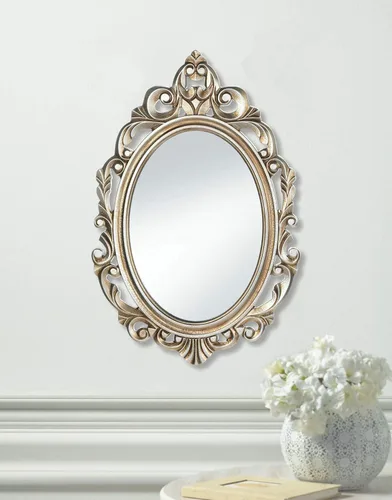 Vista 2 de Accent Plus Espejo de pared dorado con corona real 15.5x0.5x23.5