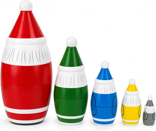 Vista 7 de BestPysanky Juego de 5 muñecas de madera de Papá Noel multicolor de 5.5 pulgadas