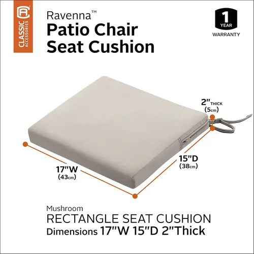 Vista 3 de Classic Accessories Ravenna - Cojín rectangular para asiento de patio, Diseño de hongo