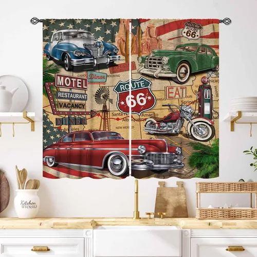 Vista 13 de Cortinas de ventana de garaje, retro, para reparación de cuevas de hombre, herramientas de garaje, cobertizo, taller, piezas de automóvil, motor