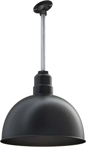 Vista 35 de Steel Lighting Co. Colgante de cuenco rosa Lámpara montada en el techo Cúpula de 15 pulgadas vástago de 12 pulgadas Estilo granero de acero