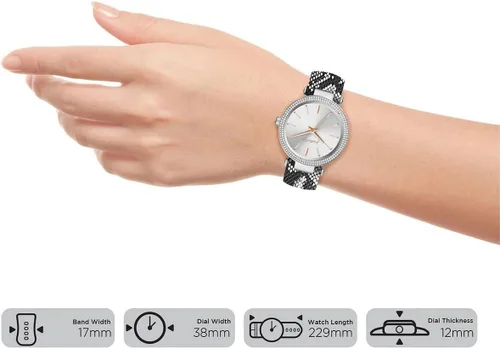 Vista 3 de KENDALL + KYLIE Reloj analógico con correa de cuero impreso con movimiento de cuarzo para mujer