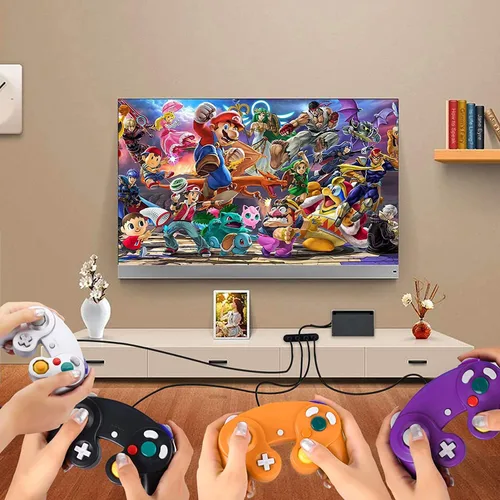 Vista 6 de Burcica 4PCS Controllers for Gamecube, with 4 Extension Cables and 4-Port USB Adapter for Switch PC Wii U Console (Black,Orange,Purple,Silvery)