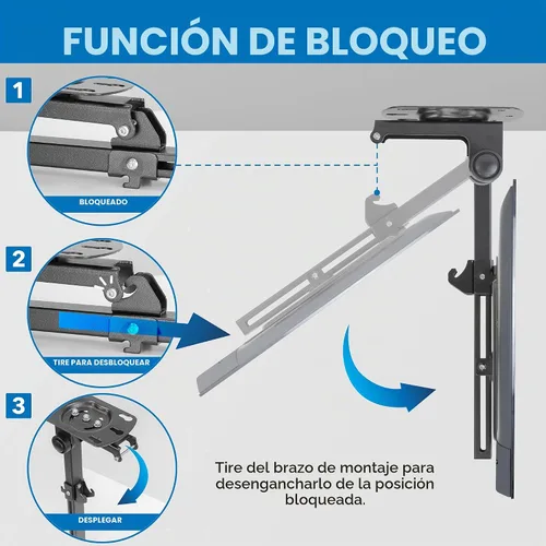 Vista 3 de Mount-It! Soporte plegable para TV de techo para televisores de 23 a 55 pulgadas, soporte abatible que ahorra espacio para techos planos e