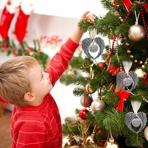 Vista 6 de Adorno conmemorativo de Navidad, Una parte de mi corazón está en el cielo, colgante para árbol de Navidad, regalos conmemorativos por pérdida