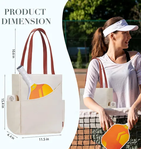 Vista 2 de Bolso de Pickleball para Mujeres, Elegante Bolso de Nylon con Capacidad para 2 Palas, Bola, Equipo, Bolso de Hombro Utilitario para Deportes