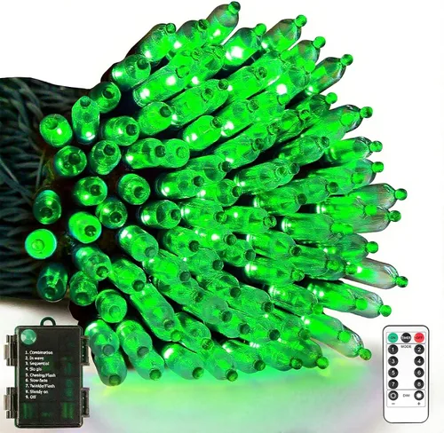 Vista 12 de 100 luces LED de color blanco cálido a multicolor de 33 pies, funciona con pilas, 8 modos, tira de luces para interiores y exteriores, para árbol