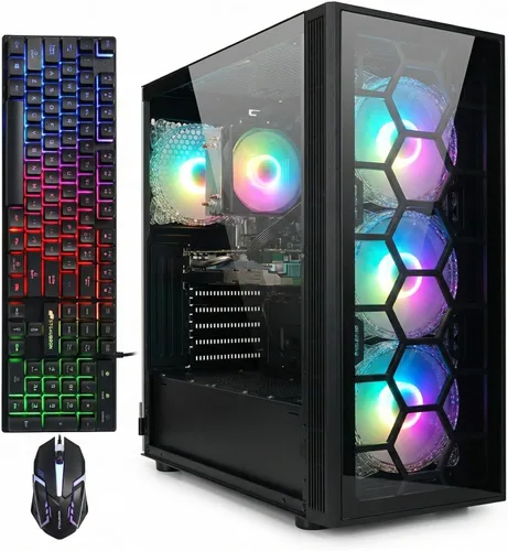 Vista 12 de STGAubron Computadora de escritorio para videojuegos, Radeon RX 560 4G GDDR5, Intel Core i5 3.2G hasta 3.6G, 16G RAM, 512G SSD, WiFi 600M, BT 5.0