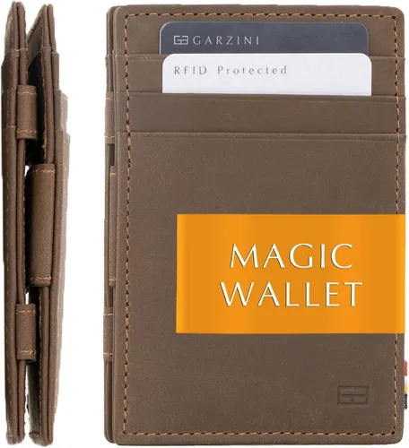 Vista 10 de GARZINI Cartera mágica para hombres, cartera minimalista con tarjetero RFID, cartera de cuero para 10 tarjetas