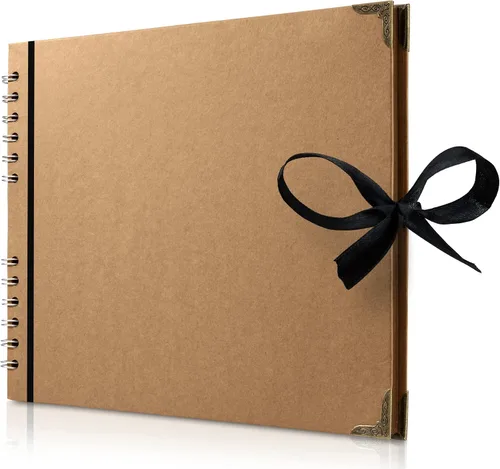 Vista 8 de Bstorify - Álbumes de fotos cuadrados de 36 páginas de 18 x 18 cm, papel kraft negro grueso, 250 g/m², libro de recuerdos, cierre de cinta, ideal