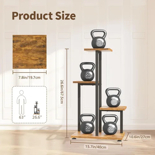 Vista 2 de LASZOLA Soporte de Madera de 4 Niveles en Negro para Plantas de Interior, Resistente y de Gran Capacidad, Estante de Flores Vertical de Múltiples