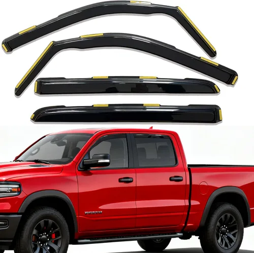 Vista 47 de Deflectores de ventana adhesivos para ventanas laterales y ventilación con viseras para 2015-2018 Chevy Silverado y GMC Sierra 1500 2500HD 3500HD