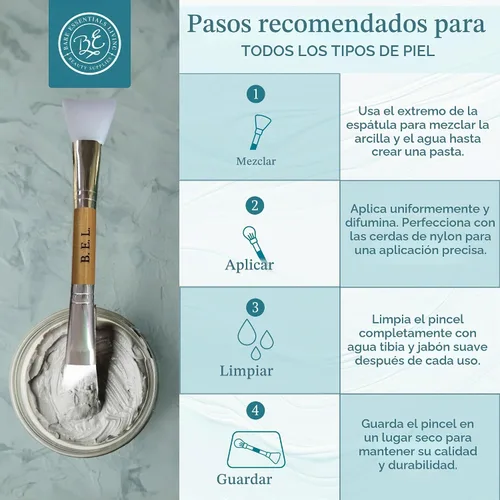 Vista 5 de Bare Essentials Living - Cepillo para mascarilla facial de arcilla (1 paquete, bambú), herramienta doble aplicadora de máscara facial de silicona