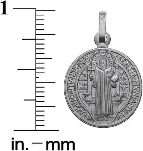 Vista 3 de D Jewelry Colgante de plata de ley 925 con dije de San Benito, fabricado en Italia, 0.689 in de diámetro, Metal, No es una piedra preciosa