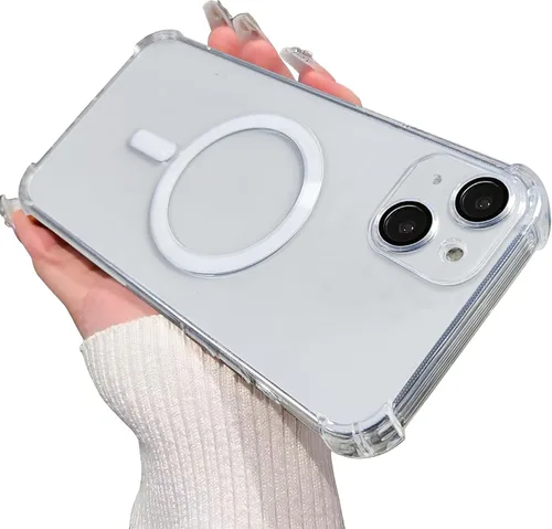 Vista 48 de Funda magnética transparente para iPhone 11, funda de lujo con cuatro esquinas brillantes, protección a prueba de golpes de grado militar