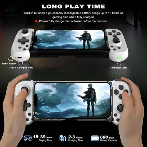 Vista 5 de arVin Mobile Game Controller for iPhoneiPadAndroidSamsungTabletPCSwitchPS3PS4, Wireless Gamepad Joystick with Turbo6-axis GyroVibration, Play Xbox