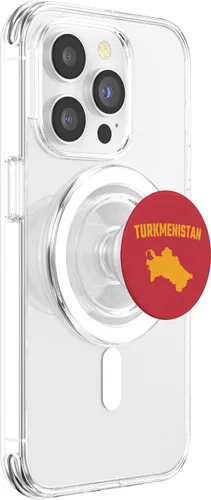 Vista 3 de Isolated yellow silhouette of a map of Turkmenistan PopSockets MagSafe PopGrip for iPhone