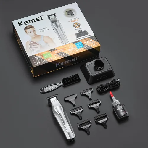 Vista 6 de KEMEI 3023-702 - Cortadora de pelo y barba para hombres, 9000 RPM sin huecos para barberos con cuerpo de metal completo, cortapelos profesional