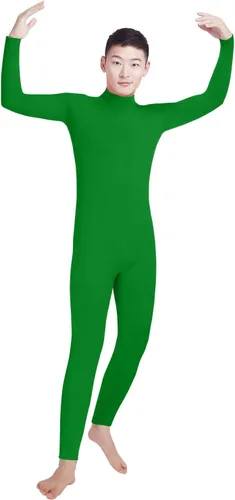 Vista 26 de Shinningstar Zentai Unitard - Body de manga larga con cuello alto y elastano para hombre Verde militar