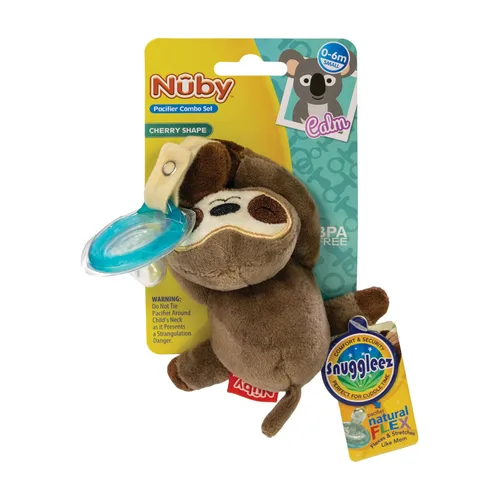 Vista 10 de Nuby Calming Natural Flex Snuggleez Chupete con felpa Combo Set para acurrucarse con comodidad, cocodrilo