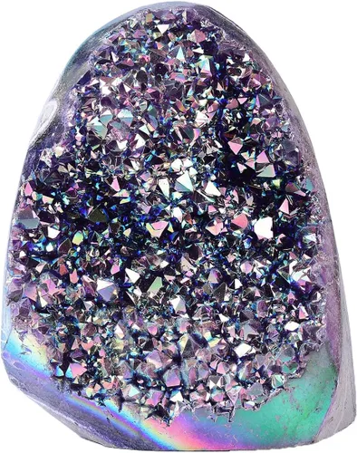 Vista 10 de JIC Gem Racimos de cristal de amatista natural, piedra de cuarzo en bruto de color púrpura profundo, geoda, espécimen para decoración del hogar