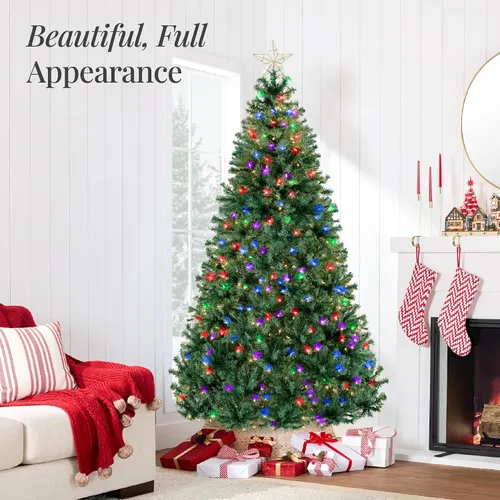 Vista 40 de Best Choice Products Árbol de Navidad azul bebé preiluminado de 6 pies, decoración navideña artificial completa con 947 puntas de rama, 250 luces