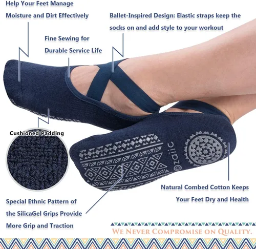 Vista 4 de Ozaiic Calcetines antideslizantes para yoga pilates barre fitness hospital para mujer