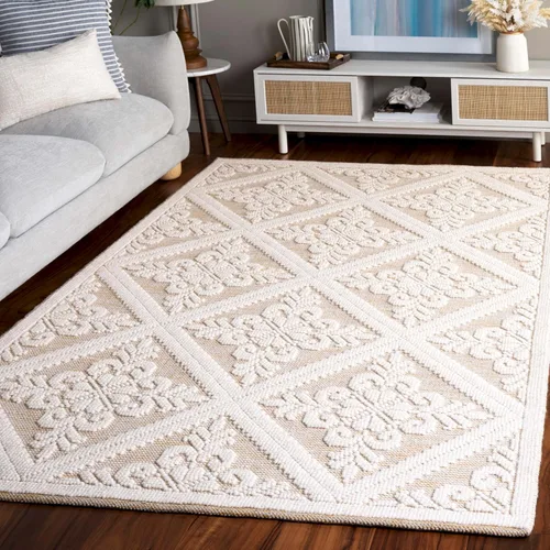 Vista 12 de SAFAVIEH Vermont Collection - Alfombra decorativa de 2 pies 3 pulgadas x 4 pies, color marfil, lana hecha a mano, ideal para zonas de alto tráfico