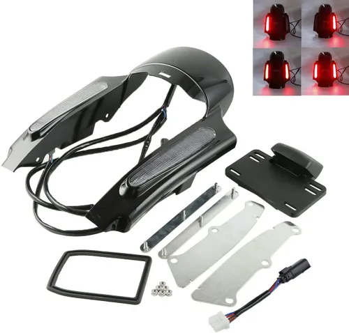 Vista 2 de TCT-MOTORPARTS Juego de fascia de extensión de guardabarros trasero con luz LED para Harley Touring modelos Road King, Road Glide, Street Glide