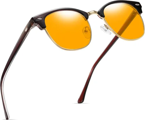 Vista 24 de Blue Light Blocking Glasses Anti Eyestrain Computer Gaming Glasses Vintage Half Frame UV Clear Lens for Women Men