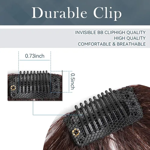 Vista 5 de HAIRCUBE Flequillo de cabello 100% humano, flecos de clip con sienes, extensiones de flequillo para mujer, extensión de flequillo para uso diario
