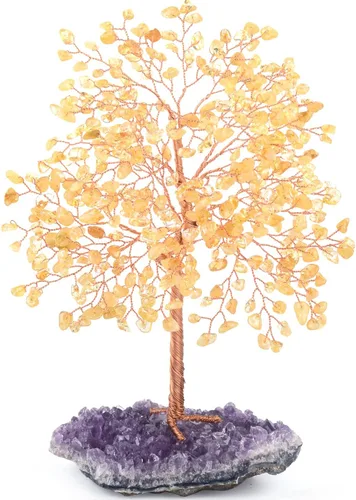 Vista 11 de Piedra preciosa natural (406 piedras), árbol de la vida de cristal de amatista, equilibrio de chakras, energía positiva Fengshui, decoración bonsái