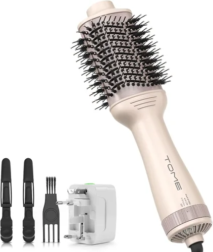 Vista 13 de Cepillo secador de pelo, cepillo secador de pelo de 1200 W en uno, cepillo de aire caliente redondo de 1.772 in para volumen y golpes suaves, doble