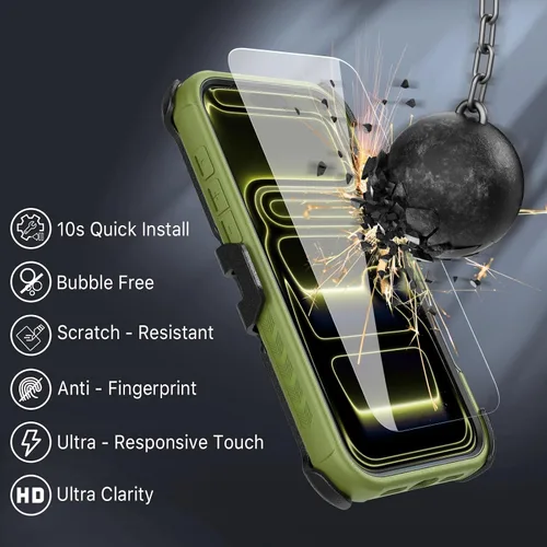 Vista 3 de M MYBAT PRO Funda para iPhone 17 Pro con funda de clip para cinturón, [compatible con Magsafe] con protector de pantalla, anticaídas, a prueba