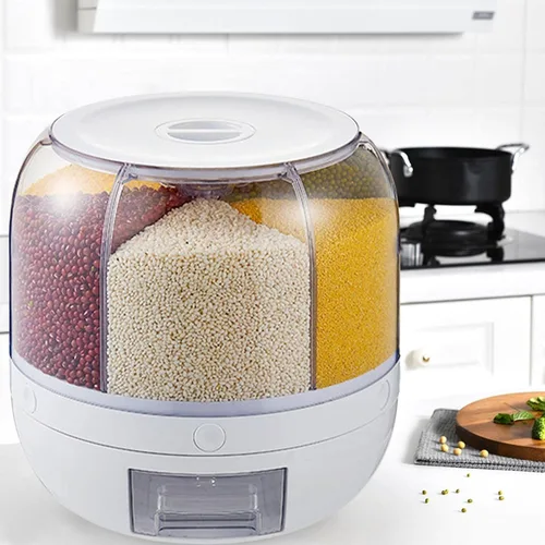 Vista 8 de YOUGE Dispensador giratorio de alimentos con 6 rejillas para almacenar alimentos secos