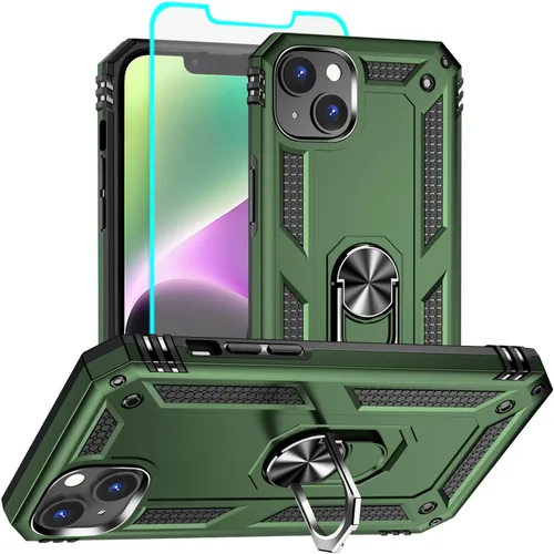 Vista 33 de Funda para iPhone 12/12 Pro, grado militar, anillo a prueba de golpes, verde militar