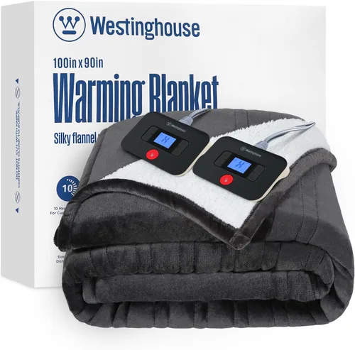 Vista 9 de Manta eléctrica con calefacción Westinghouse, manta eléctrica con 6 niveles de calefacción y configuración de tiempo de 2-10 horas, manta eléctrica