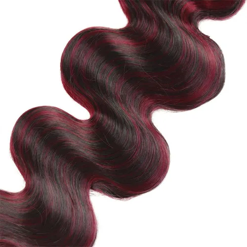 Vista 5 de P1B/99J - Paquetes de cabello humano ondulado de 12 pulgadas P1B/99J Negro Mezclado Con Borgoña BD