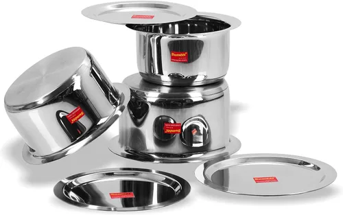 Vista 3 de Sumeet Juego de utensilios de cocina de acero inoxidable con tapa, 1 litro a 1.7 L, 3 piezas (acero)